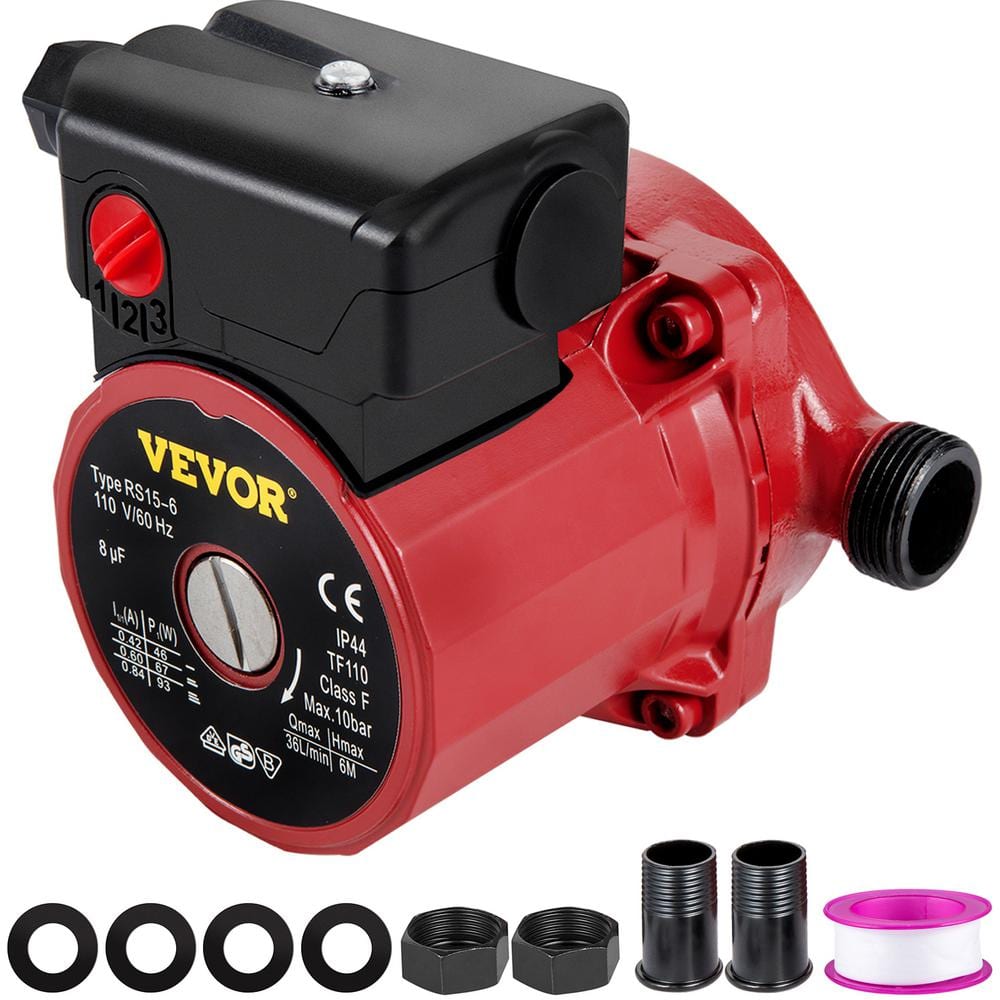 VEVOR Recirculating Pump 93-Watt 110-Volt Water Circulator Pump 3-speed ...