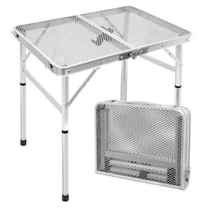 23.6 in. L x 15.8 in. W Silver Rectangular Metal Outdoor Portable Folding Picnic Tables for Easy Storage, Small Size