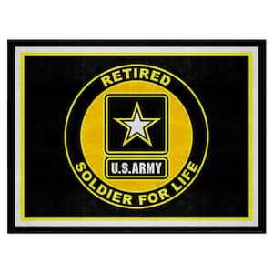 U.S. Army Black 8 ft. x 10 ft. Indoor Latex Backing Tufted Solid Nylon Rectangle Plush Area Rug