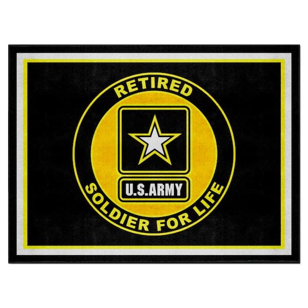 FANMATS U.S. Army Black 8 ft. x 10 ft. Indoor Latex Backing Tufted Solid Nylon Rectangle Plush Area Rug