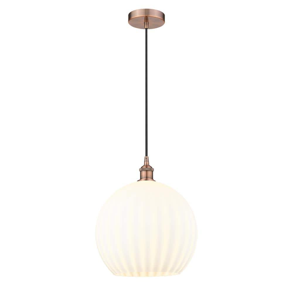 White Venetian 100-Watt 1-Light Antique Copper Shaded Mini Pendant Light with Painted Glass Shade price history on PriceWatchPro
