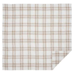 Golden Tan Soft White King Cotton Coverlet Wheat Plaid