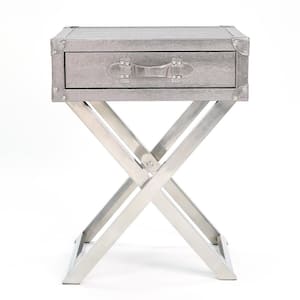 Silver Lizard Leather Side Table
