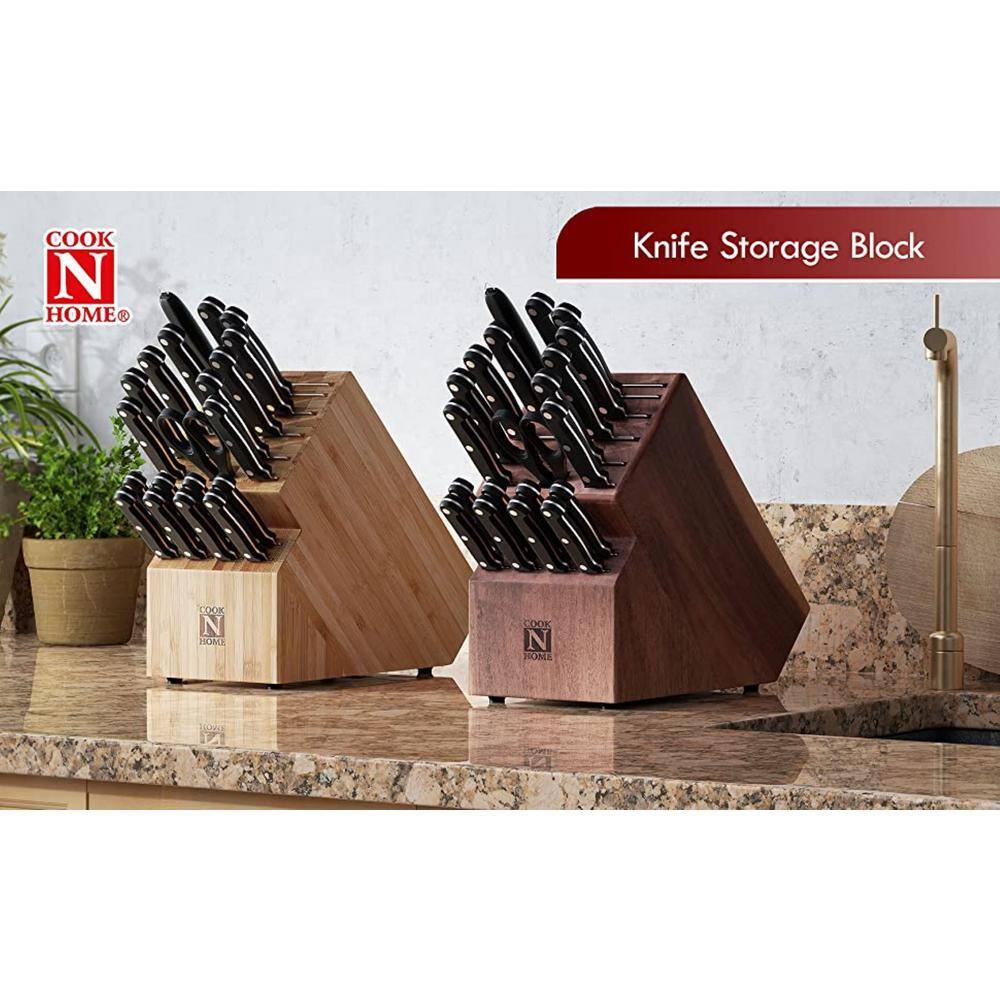 Cook N Home 20-Slot Natural Bamboo Knife Storage Block