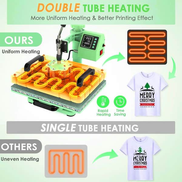 5 in 1 Heat Press Machine with 30oz. Tumbler Press, 12 in.x15 in.Swing Away T-Shirt Printing Press, Digital Control