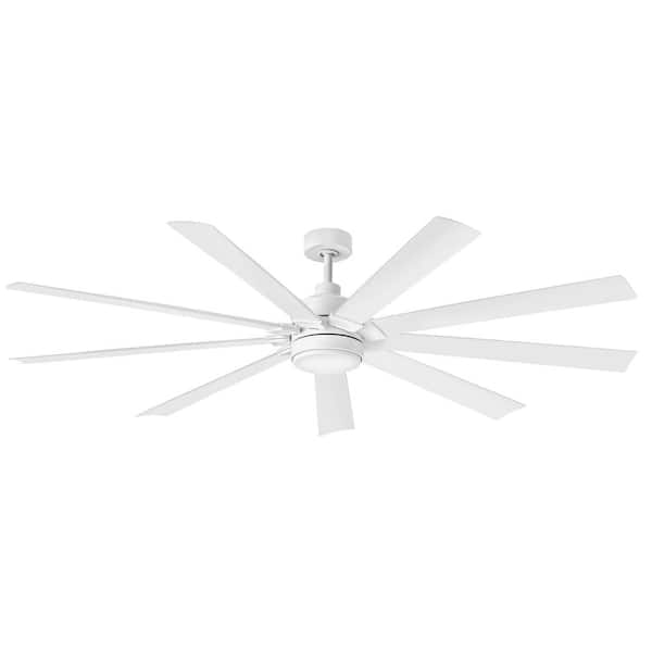 HINKLEY Turbine 80.0 in. Indoor/Outdoor Integrated LED Chalk White Ceiling Fan with Remote Control