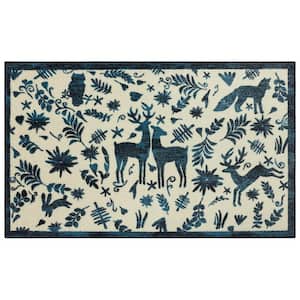 Holiday Forest Blue 2 ft. x 3 ft. 4 in. Machine Washable Holiday Area Rug