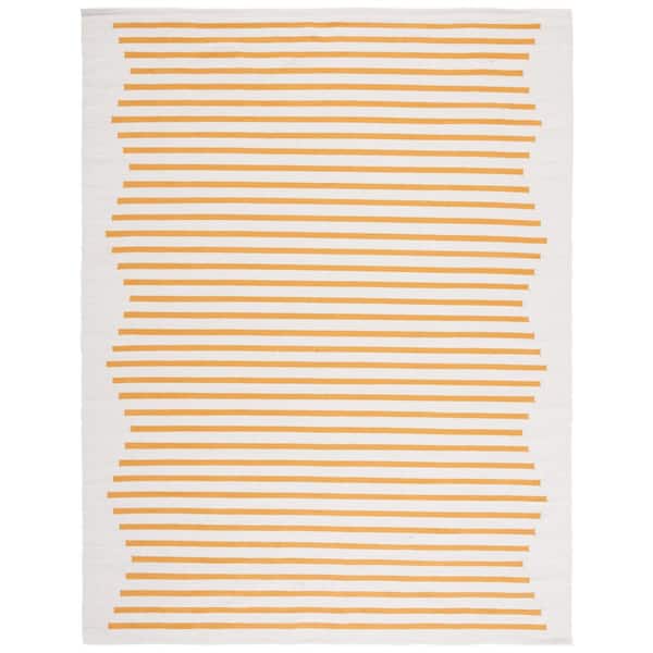SAFAVIEH Montauk Ivory/Gold 9 ft. x 12 ft. Chevron Lines Area Rug