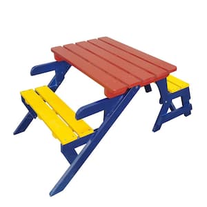 40.6 in. L x 24 in. W Colorful Rectangular Wood Multi-Functional Picnic Tables Converted into Arm Chair for Kids