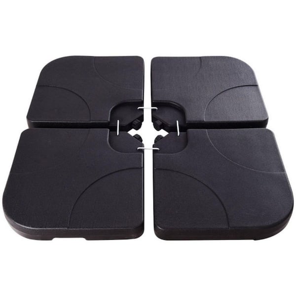 20 Inch 4-Piece Heavy-Duty Plastic Square Patio Umbrella Base for Cantilever Offset Umbrella in Black