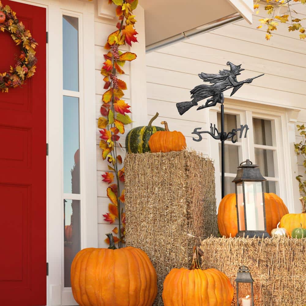 Black Aluminum Flying Witch Garden Weathervane