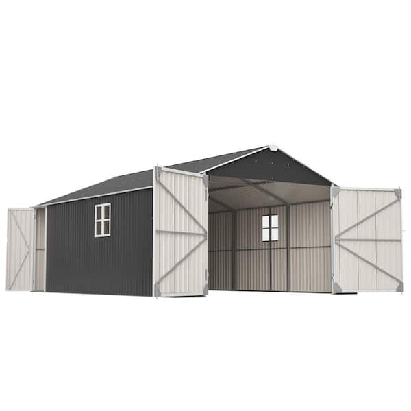 12 ft. W x 20 ft. D Metal Garage Shed with Double-Door and 1810 CUFT Capacity (240 sq. ft.)