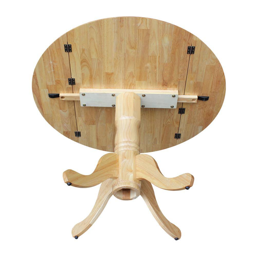 Natural Wood Round Dual Drop Leaf Dining Table