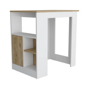 White Wood 36.22 in. Kitchen Island with Cabinets