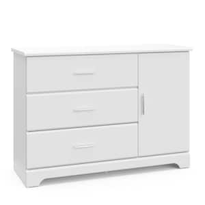 Brookside 3-Drawer White Combo Dresser 33.43 in. H x 47.24 in. W x 16.73 in. D