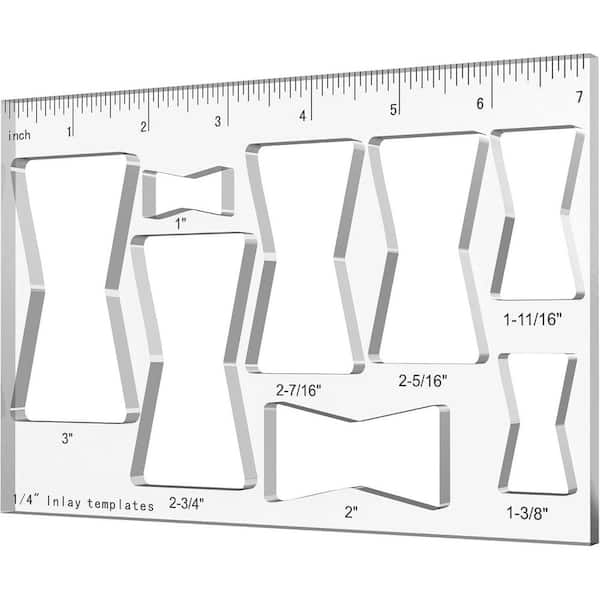 Unbranded 8 Sizes Clear Acrylic Router Template Jig Kit with Scale Markings for Woodworking Bowtie Inlay Patterns (1-Pack)