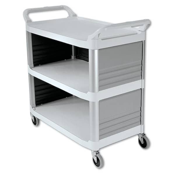 Rubbermaid Commercial Products Xtra Utility Cart with Enclosed End Panels and Sidein Off White