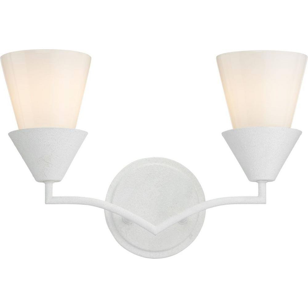 Pinellas White Plaster Dual Conical 2-Light Vanity Fixture
