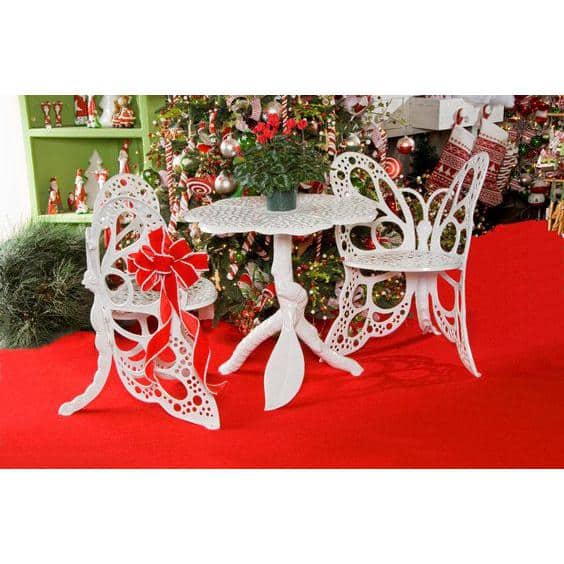 White Cast Aluminum Butterfly Outdoor Bistro Set