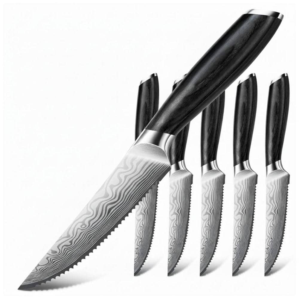 JUST ウレタンプラサフ Lynzavix 4.5in. Japanese Serrated Partial Tang Steak Knife Set
