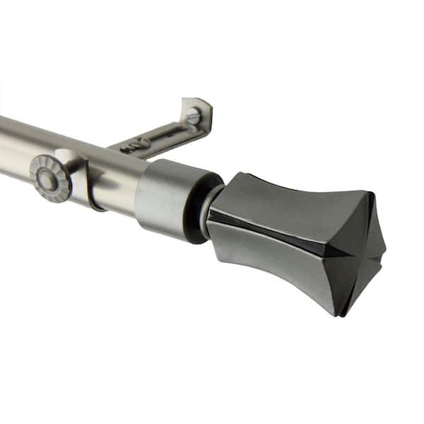Rod Desyne 66 in. - 120 in. Telescoping Single Curtain Rod Kit in Satin Nickel with Fort Finial