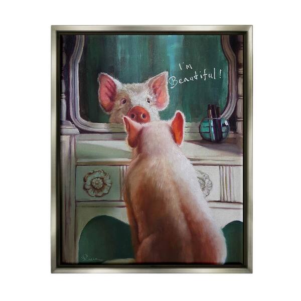 The Stupell Home Decor Collection I'm Beautiful Painted Pig in