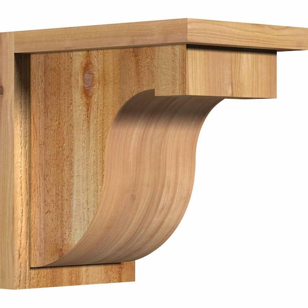 Ekena Millwork 8 in. x 12 in. x 12 in. Western Red Cedar Del Monte Rough Sawn Corbel with Backplate