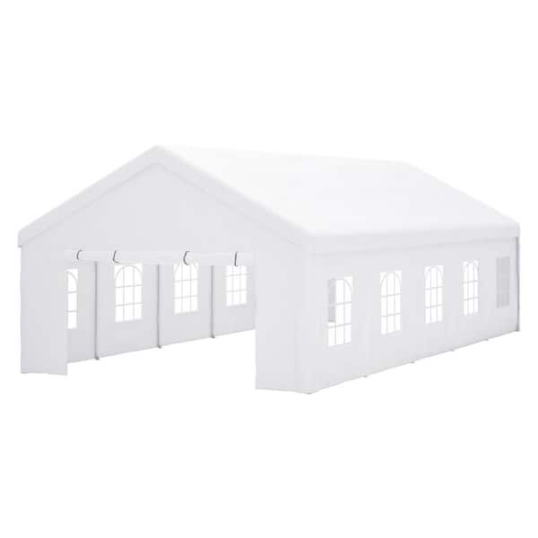 16 ft. x 32 ft. White Heavy Duty Party Tent with 3 Storage Bags and Removable Sidewalls