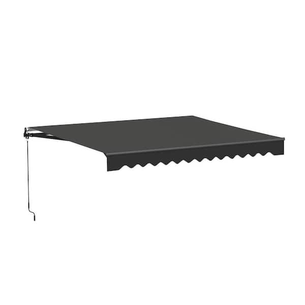 ALEKO 13 ft. x 10 ft. Black Manual Patio Retractable Awning Black Frame UV Polyester
