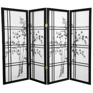 4 ft. Black 4-Panel Room Divider