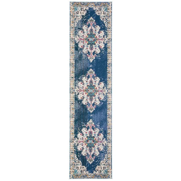 Madison Navy/Gray 2 ft. x 10 ft. Runner Rug