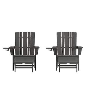 Gray Faux Wood Resin Outdoor Rocking Chair in Gray