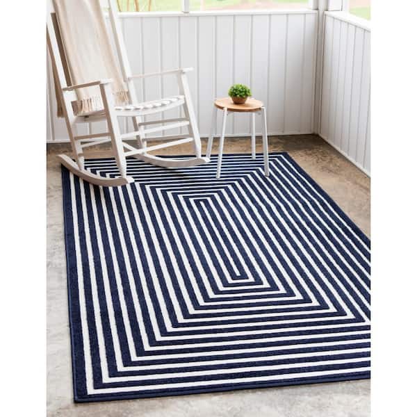 Sabrina Soto Navy Blue 8 ft. x 10 ft. Prescott Indoor/Outdoor Area Rug