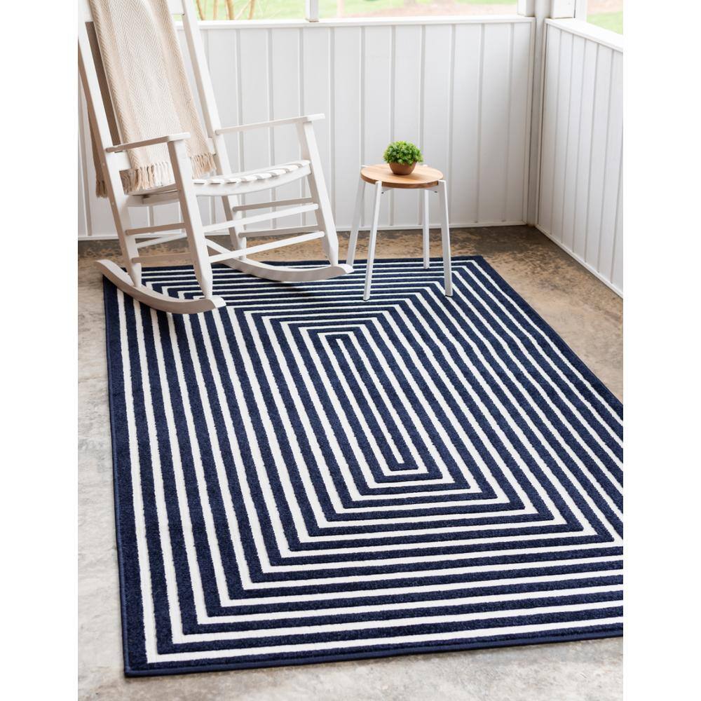 Navy Blue 4' x 6' Prescott Easy-Care Outdoor Area Rug