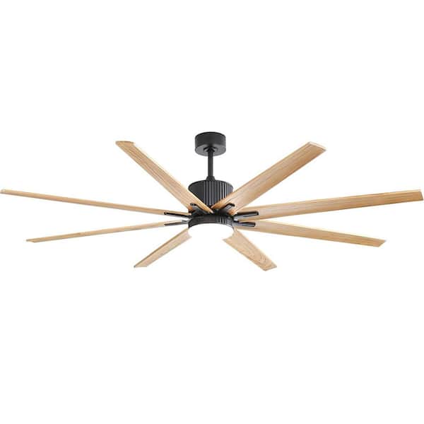 6.4 ft. Integrated LED Indoor Windmill Natural Ceiling Fan Lighting with 8 Solid Wood Blades and Remote Control