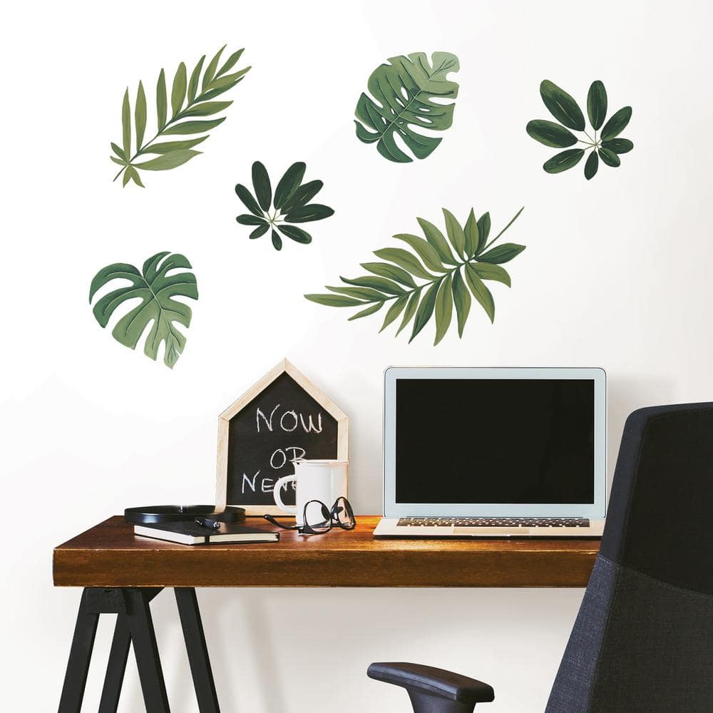 Green Tropical Botanical Leaf Wall Decal Art Kit