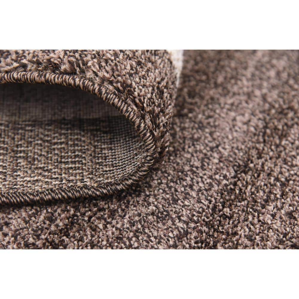 Modern Tufted Rectangular Brown & Ivory Easy-Care Rug