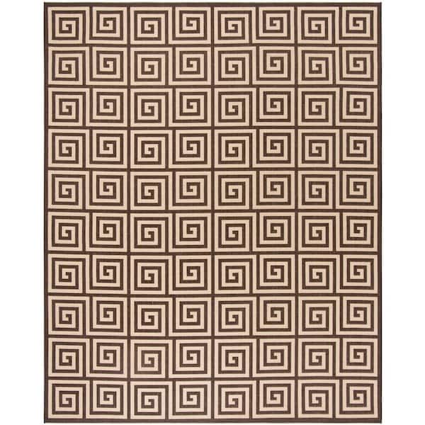 SAFAVIEH Linden Cream/Brown 8 ft. x 10 ft. Border Geometric Area Rug