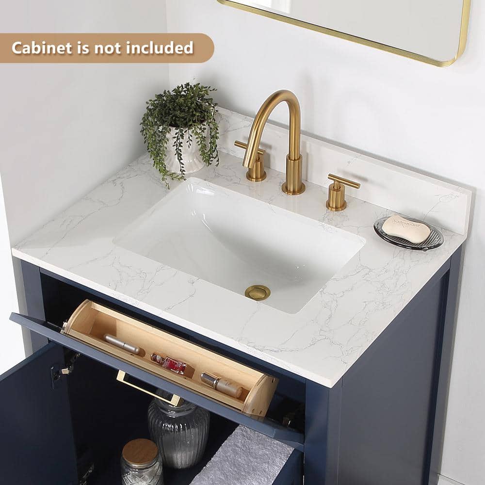 Ceres 31" White Engineered Stone Vanity Top with Undermount Sink
