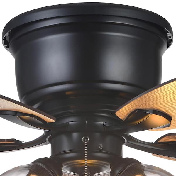 Matte Black Hugger LED Ceiling Fan with Light Kit by Hampton B Stoneridge 52 in 