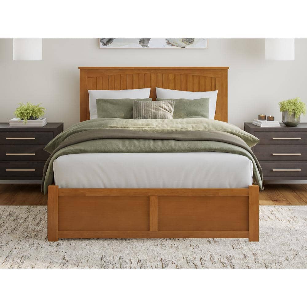 Nantucket Light Toffee Queen Wood Platform Bed with Storage Drawers