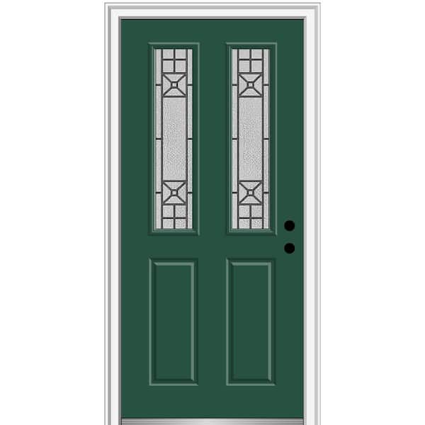 MMI Door 32 in. x 80 in. Courtyard Left-Hand 2-Lite Decorative Painted Fiberglass Smooth Prehung Front Door on 4-9/16 in. Frame