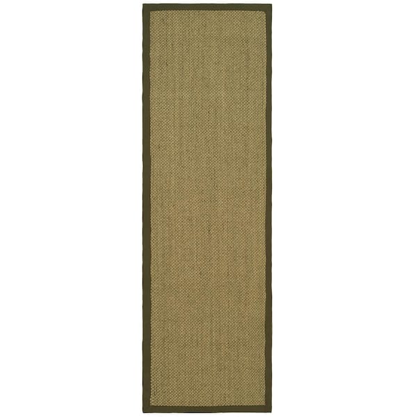 SAFAVIEH Natural Fiber Beige/Green 3 ft. x 10 ft. Border Runner Rug