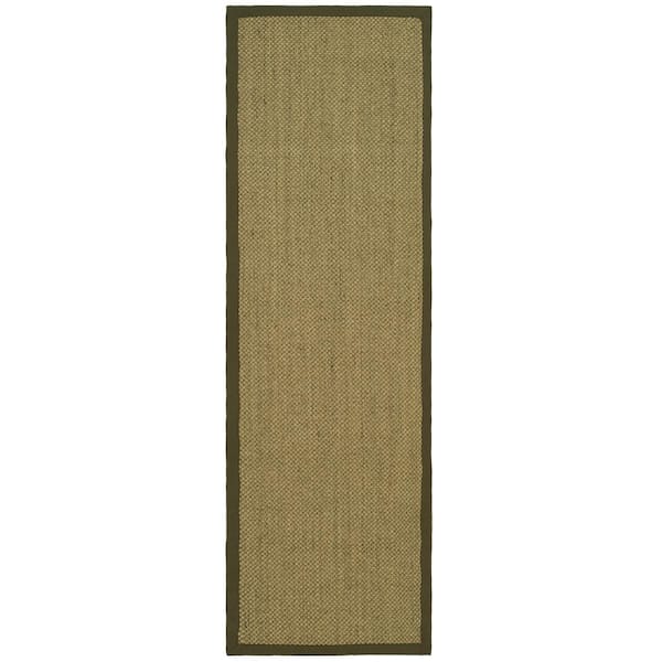 SAFAVIEH Natural Fiber Beige/Green 3 ft. x 20 ft. Border Runner Rug