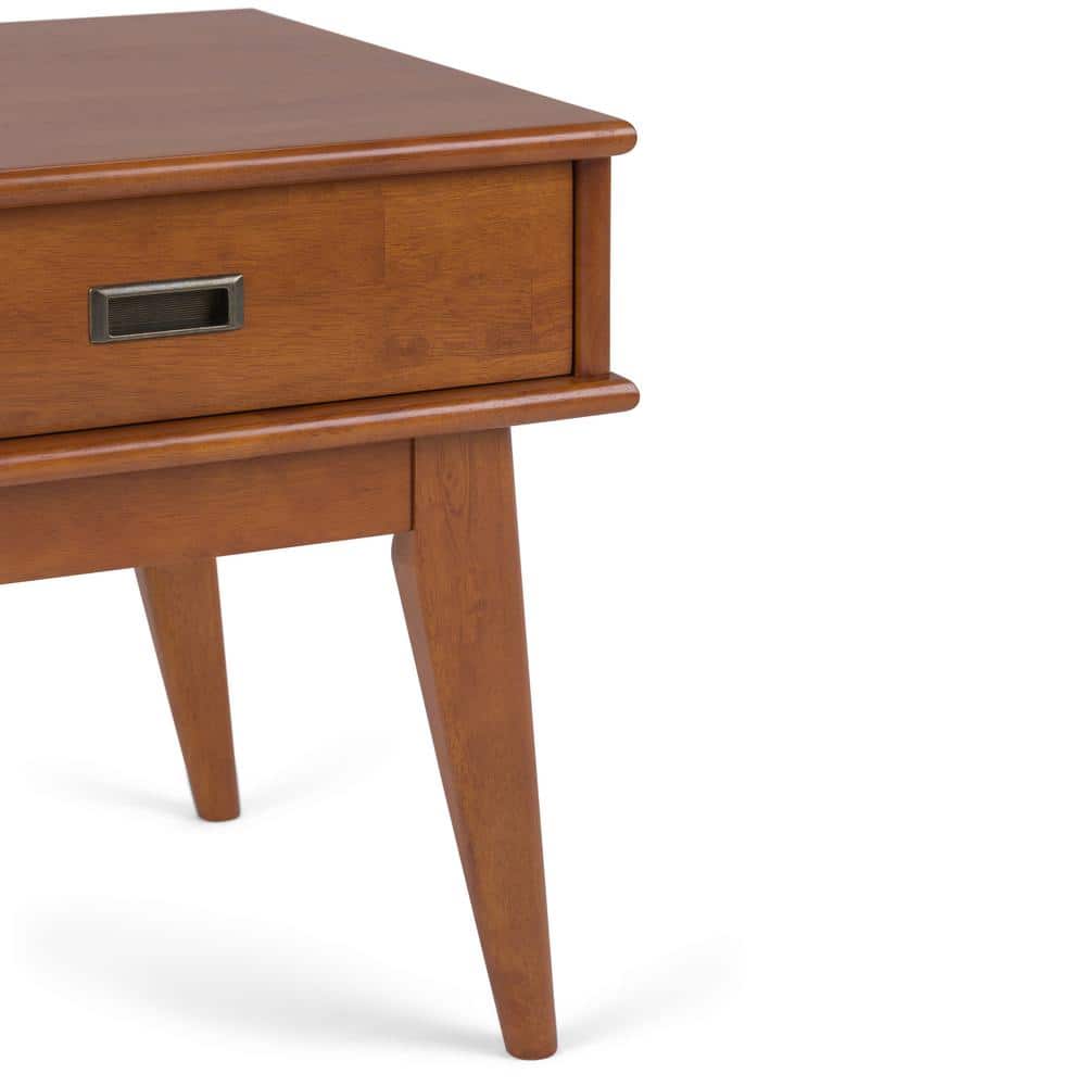 Draper Teak Brown Solid Hardwood End Table with Drawer