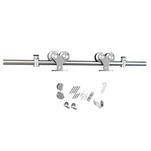 78.75 in. Stainless Steel Rolling Barn Door Hardware Kit for Single Wood Doors with Non-Routed Adjustable Floor Guides