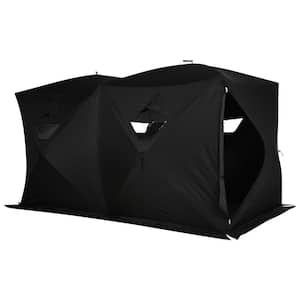8-Person Waterproof Portable Pop-Up Ice Fishing Shelter with 2 Doors, Black