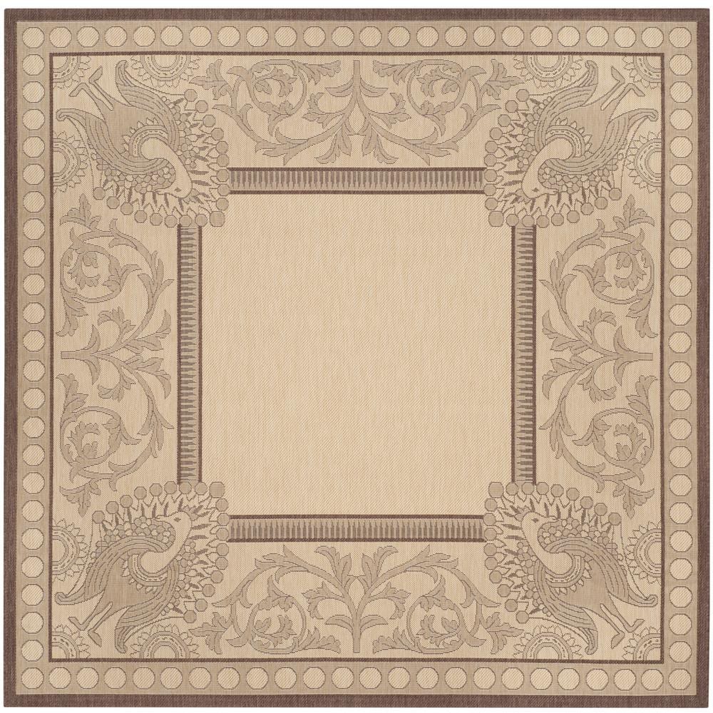 SAFAVIEH Courtyard Natural/Chocolate 8 ft. x 8 ft. Square Border Indoor ...