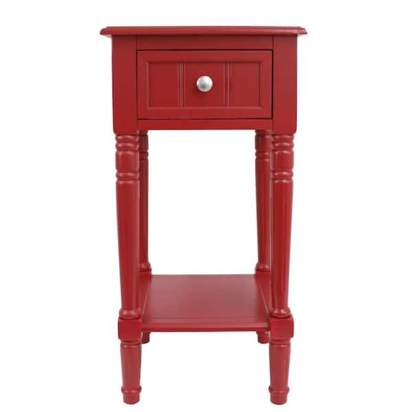Decor Therapy Simplify Red 1-Drawer End Table