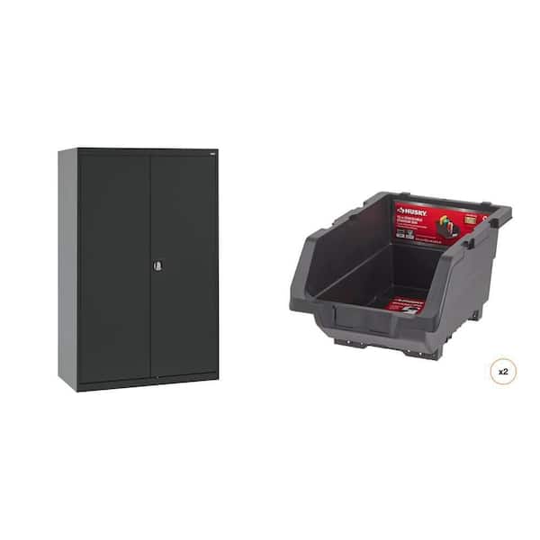 Elite Series 46 in. x 72 in. x 24 in. Steel Garage Cabinet and 12 in. Stackable Storage Bin (2-Count)